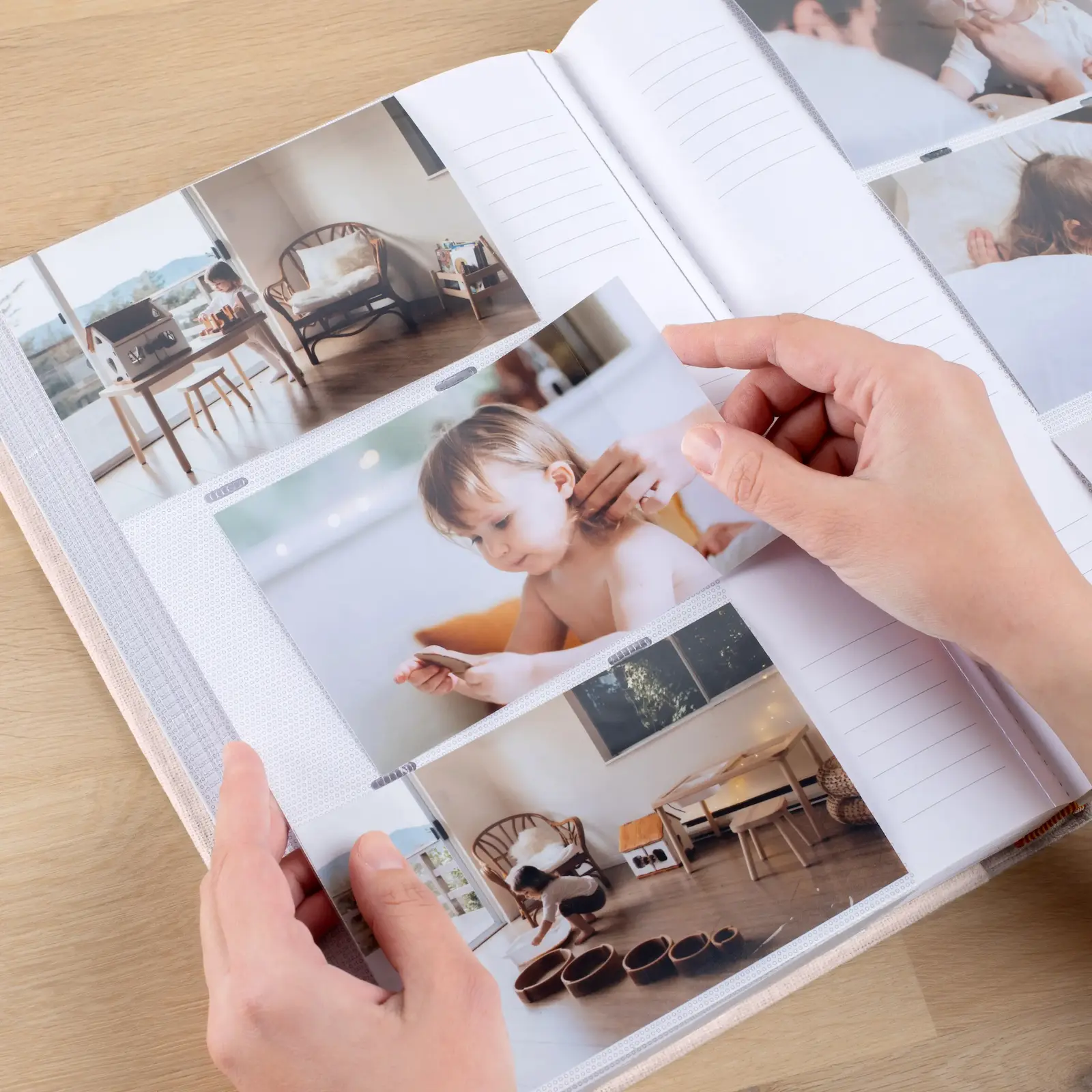 Linen Baby Slip In Photo Album for 300 4x6 Photos - Image 2
