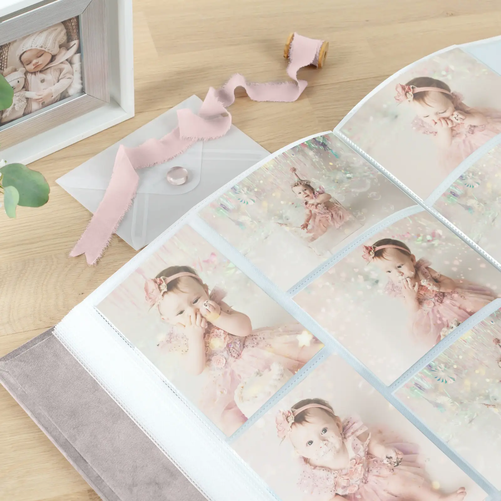Velvet Slip In Baby Photo Album for 100-1000 4x6 Photos, Photo Window - Image 3