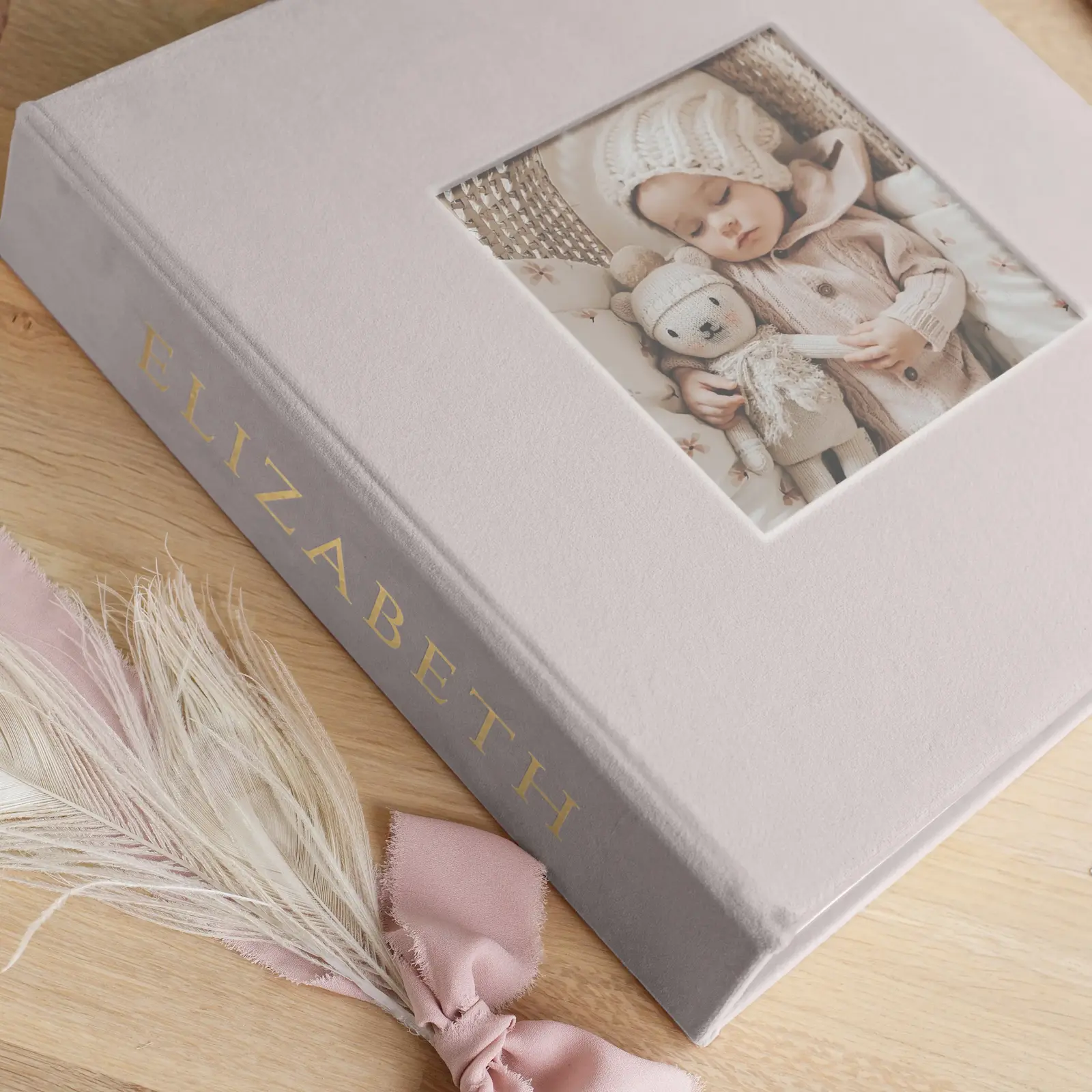 Velvet Slip In Baby Photo Album for 100-1000 4x6 Photos, Photo Window - Image 5