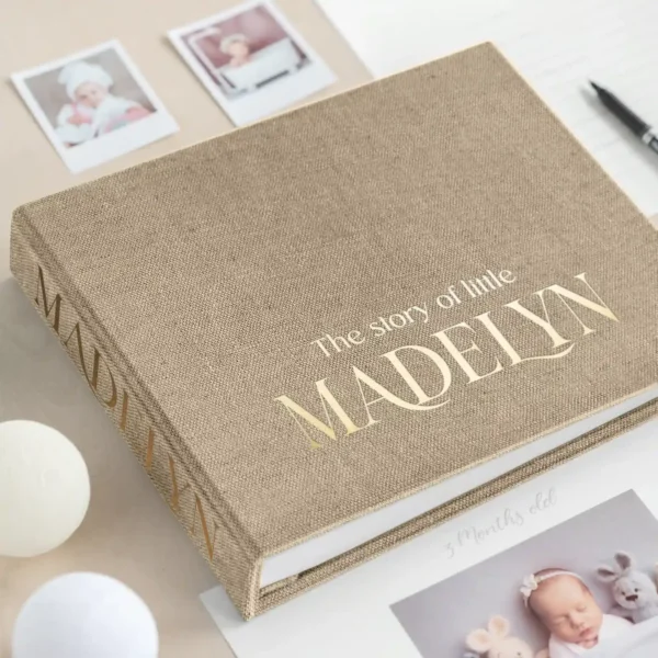 Linen Baby Photo Book, Design B82