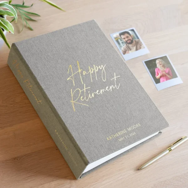 Linen Retirement Guest Book Vertical M55