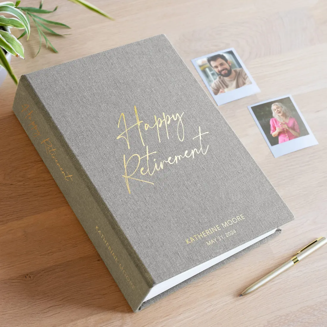 Linen Retirement Guest Book Vertical M55