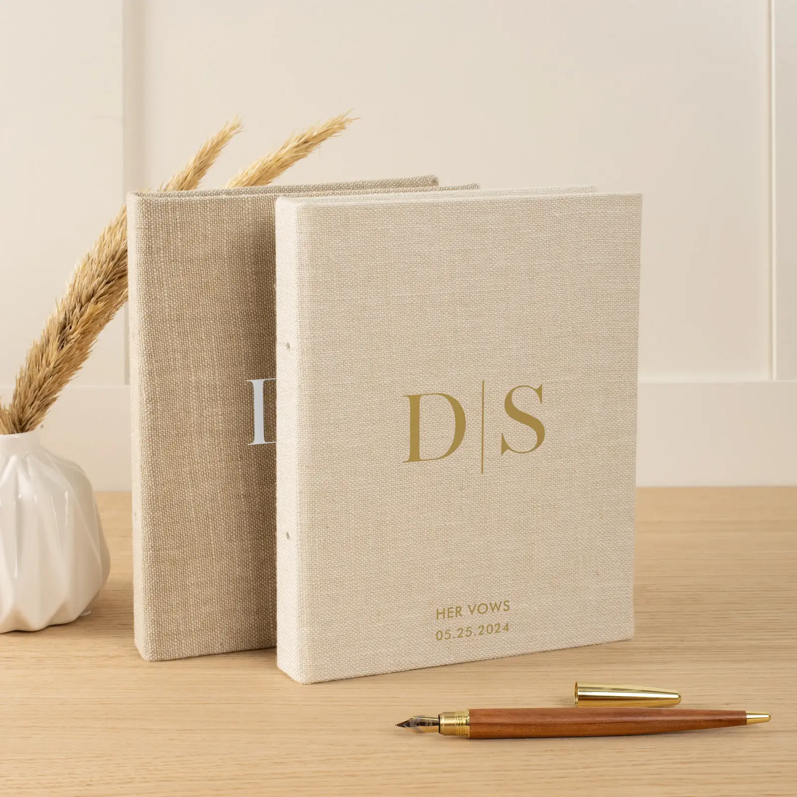 Set of 2 Linen Vow Books