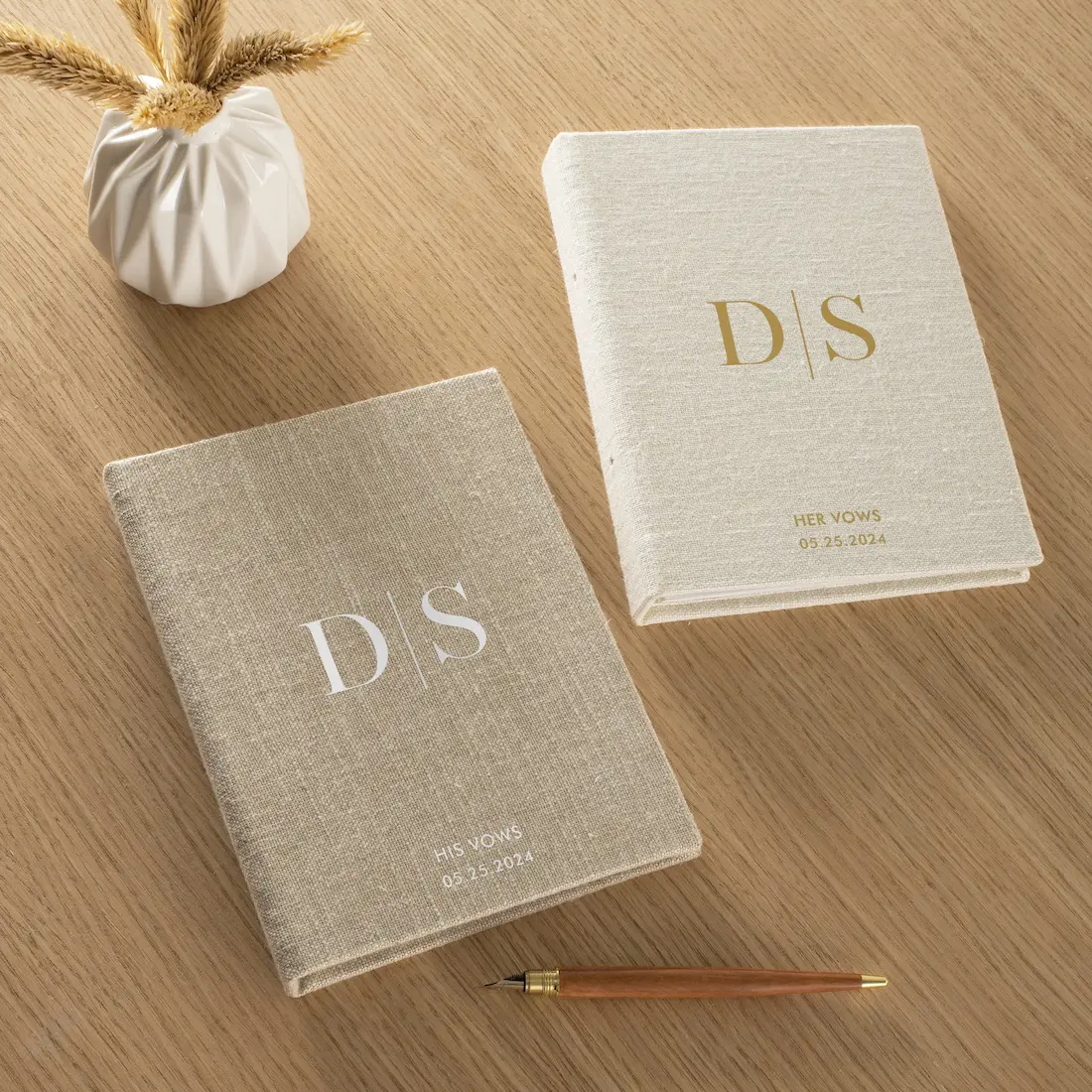 Set of 2 Linen Vow Books - Image 4
