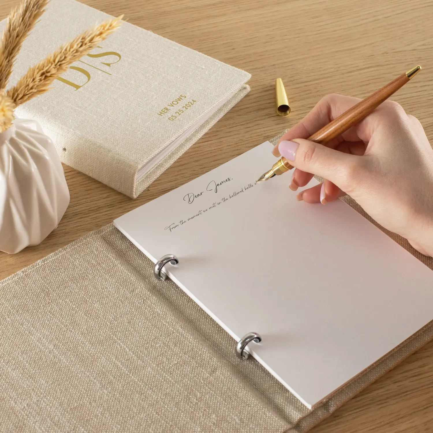 Set of 2 Linen Vow Books - Image 2