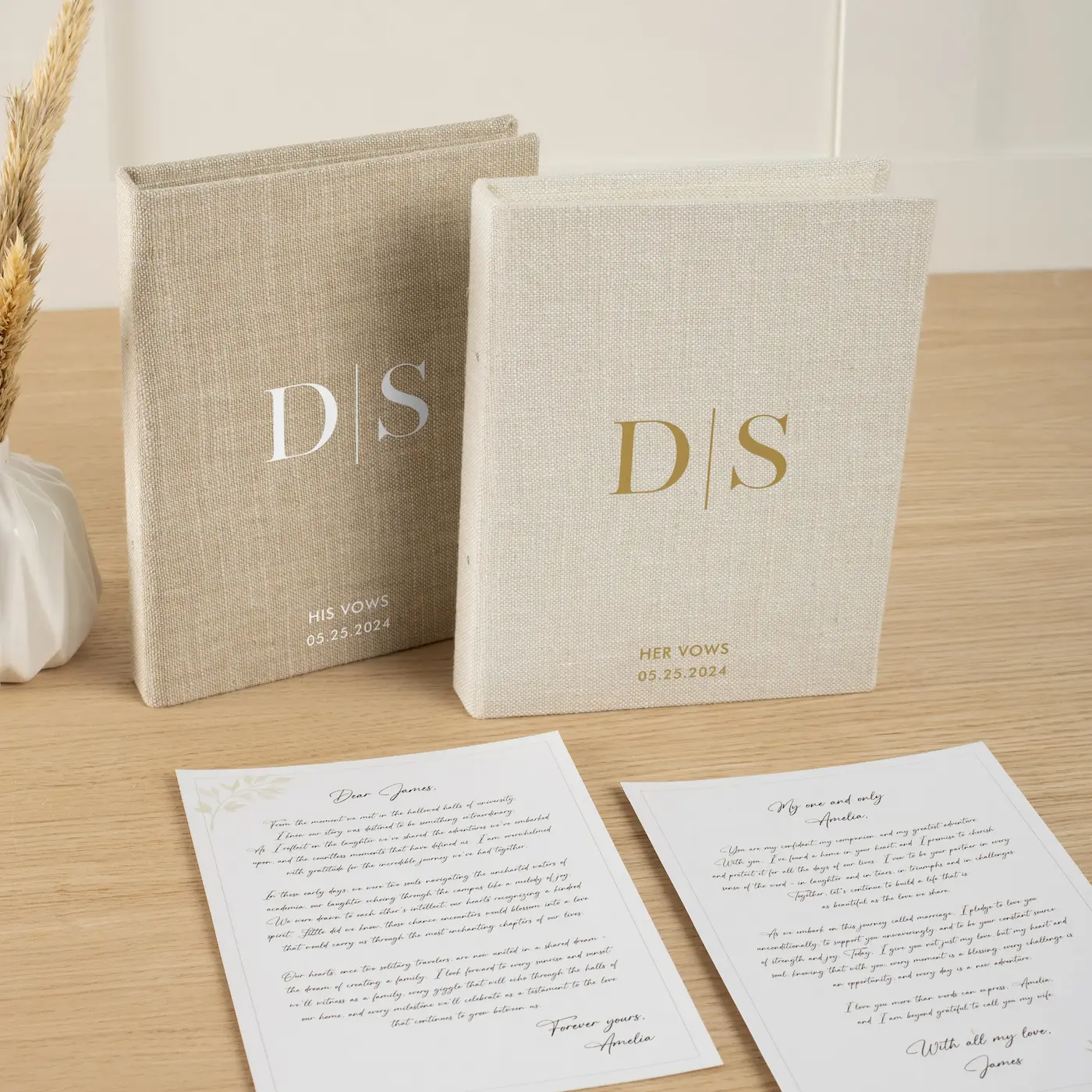 Set of 2 Linen Vow Books - Image 7