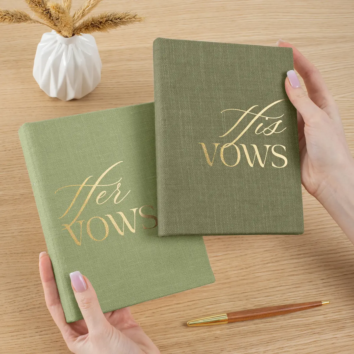Set of 2 Linen Vow Books