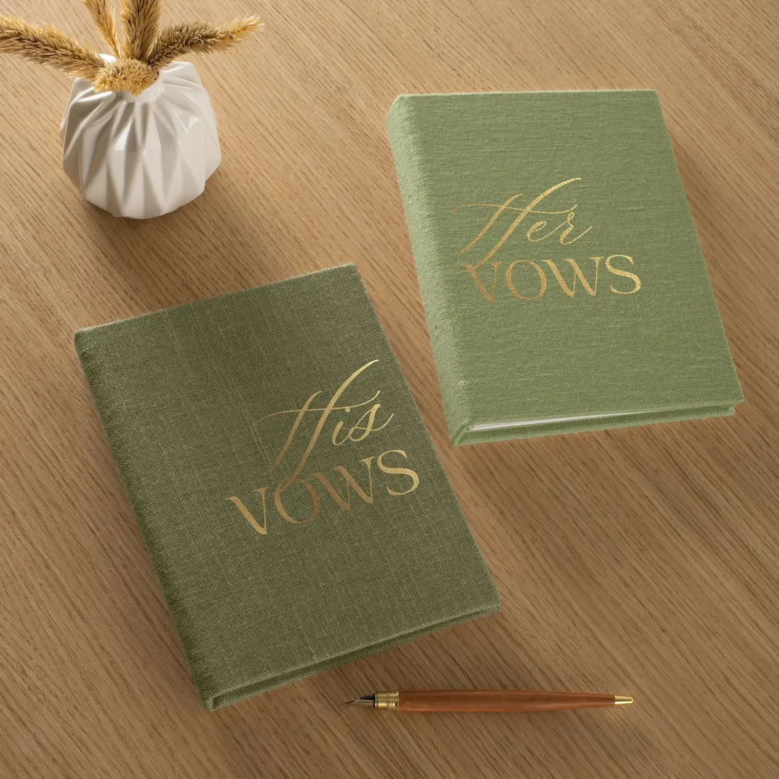 Set of 2 Linen Vow Books - Image 4