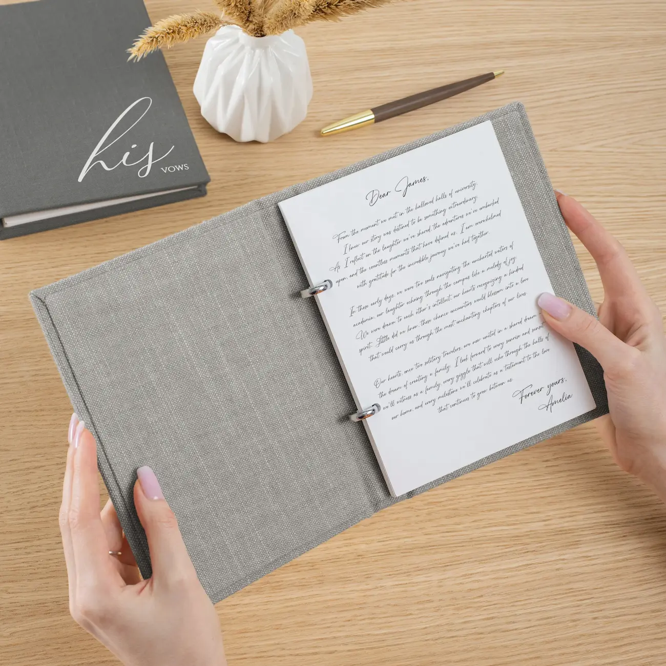 Set of 2 Linen Vow Books - Image 2
