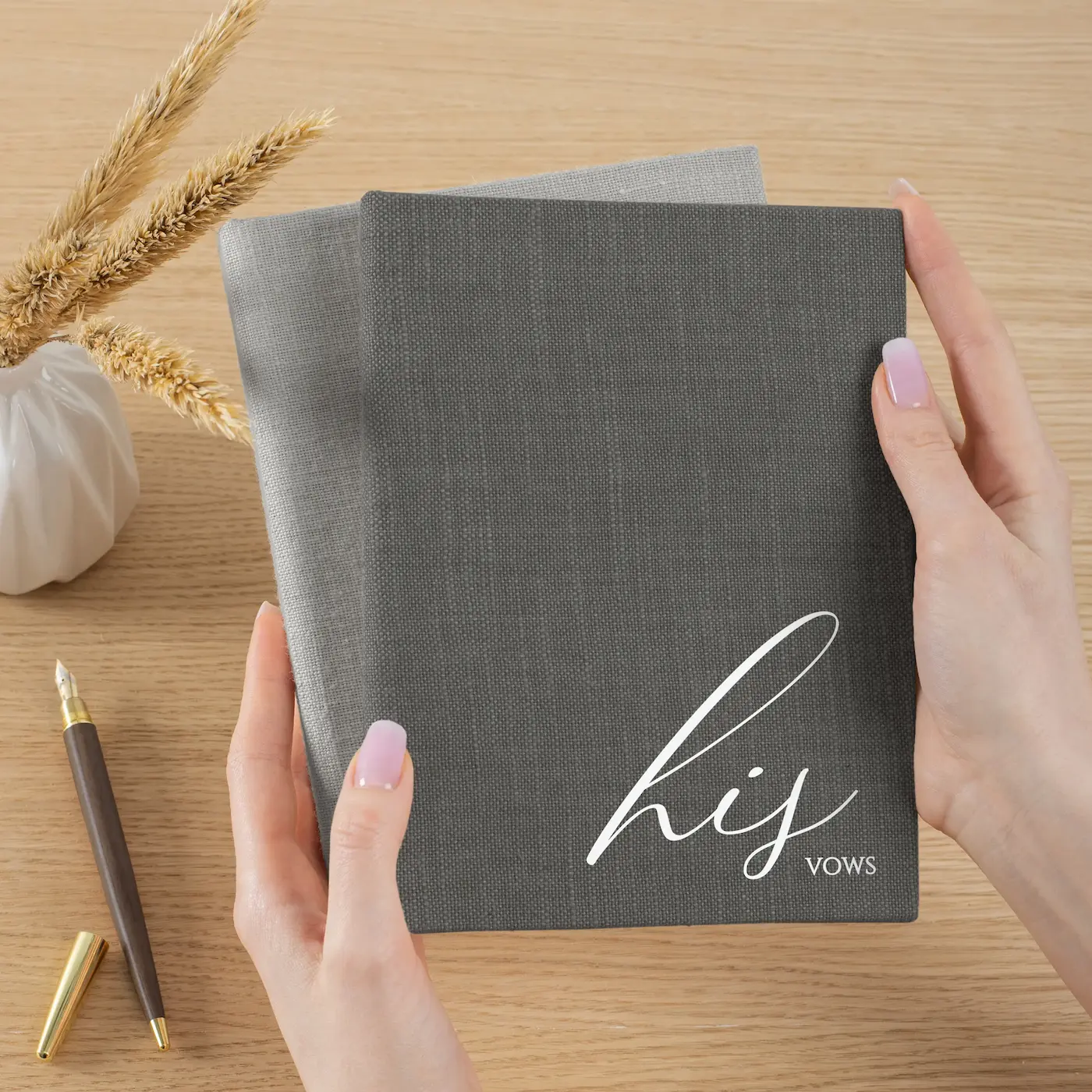 Set of 2 Linen Vow Books - Image 5