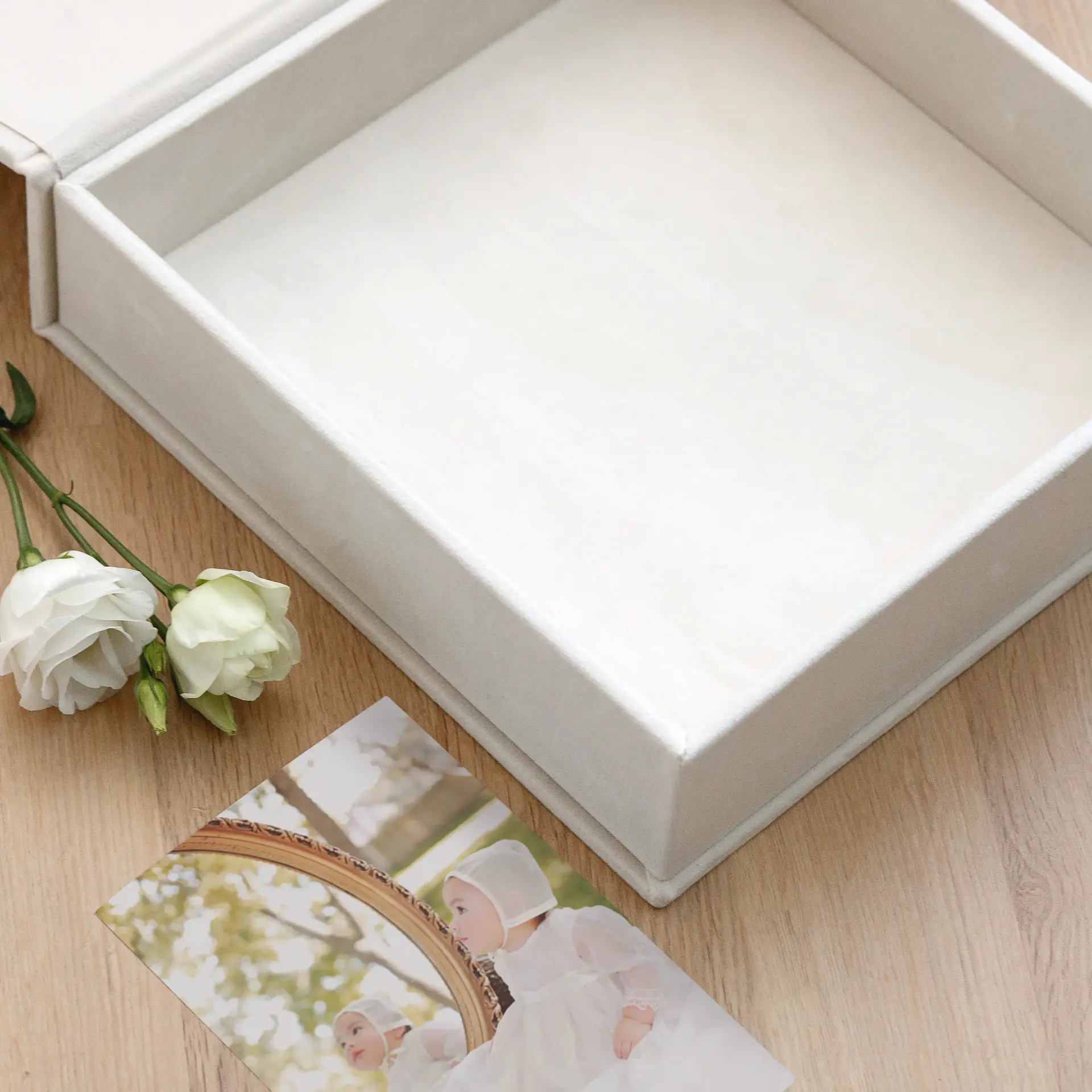 Velvet Baby Christening Memory Box, Magnet Closure - Image 5