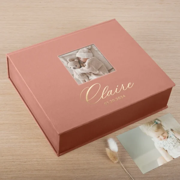 Velvet Baby Keepsake Box, Photo Window