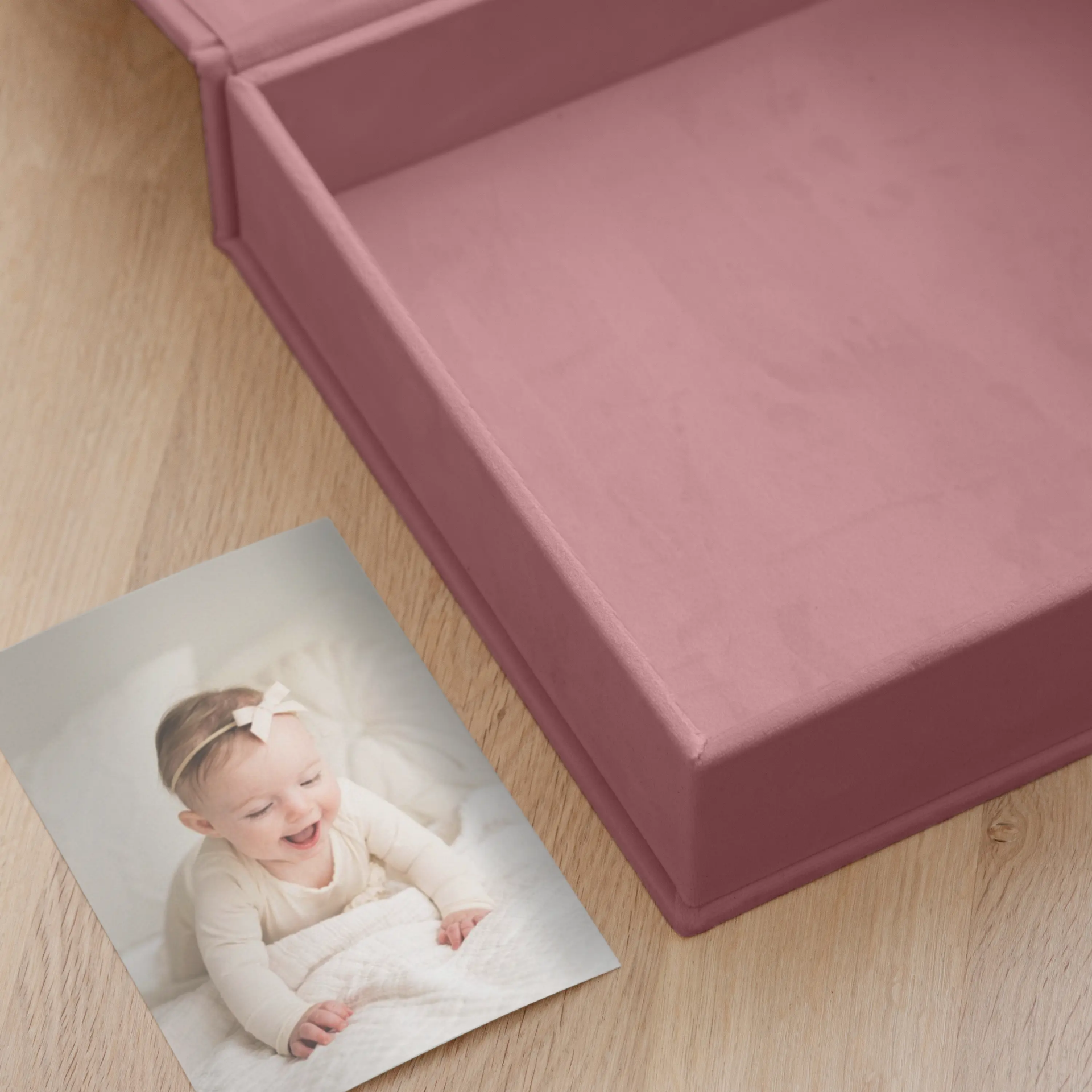 Velvet Baby Keepsake Box, Photo Window, Magnet Closure - Image 5