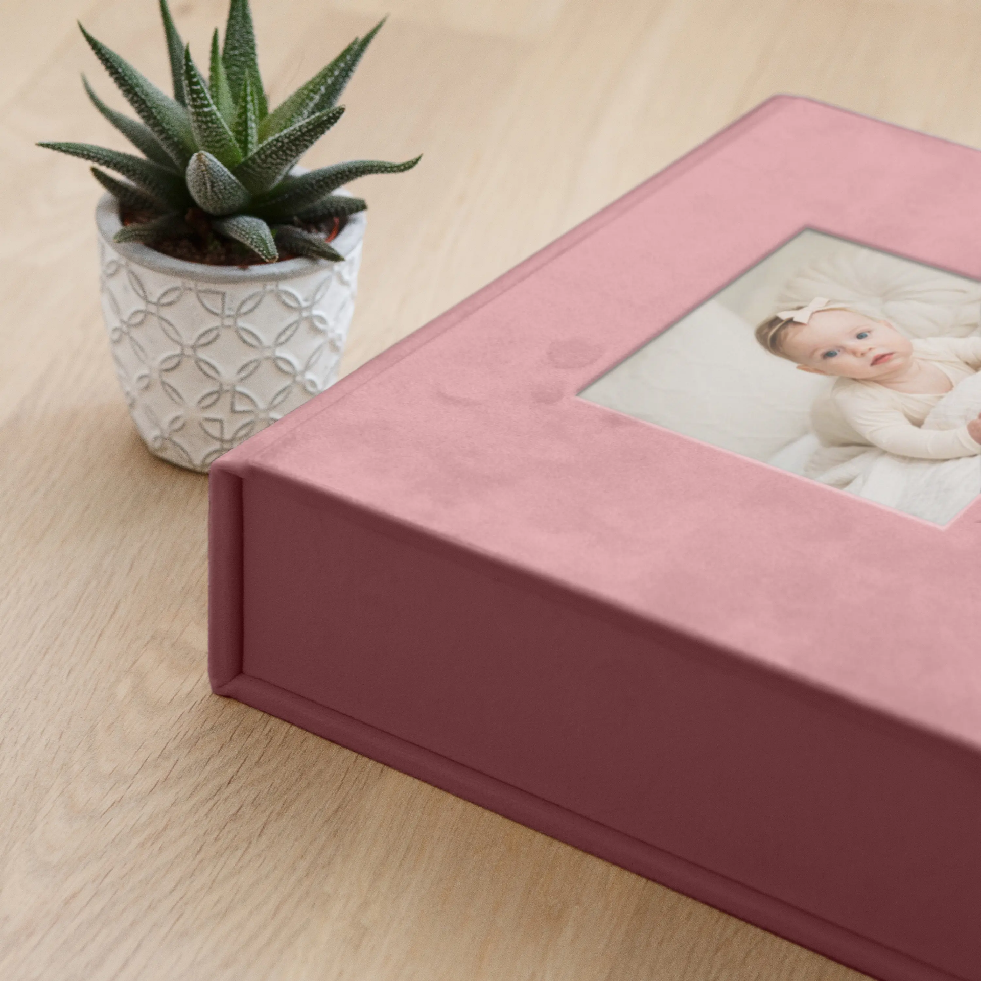 Velvet Baby Keepsake Box, Photo Window, Magnet Closure - Image 4