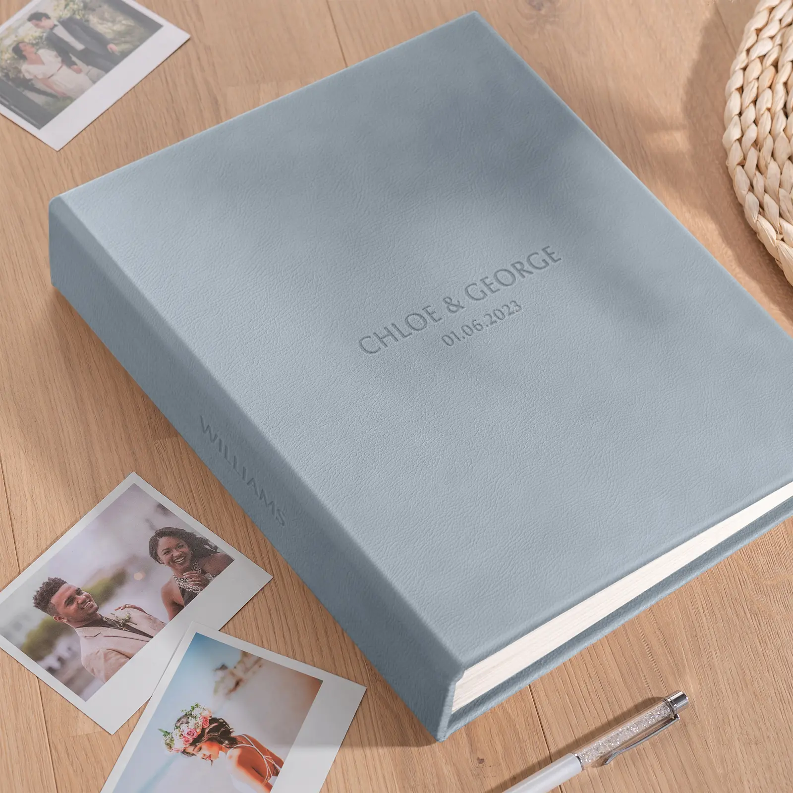 Eco Leather Wedding Guest Book Vertical