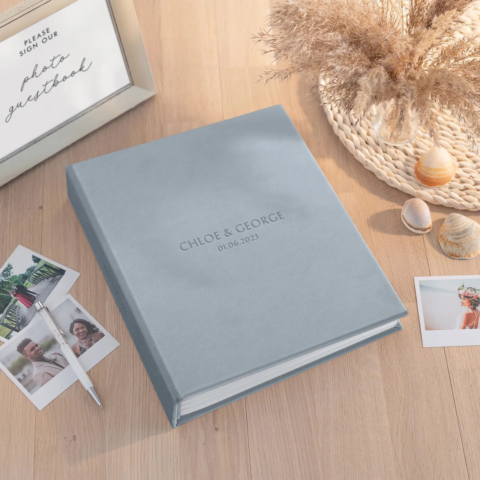 Eco Leather Wedding Guest Book Vertical - Image 2