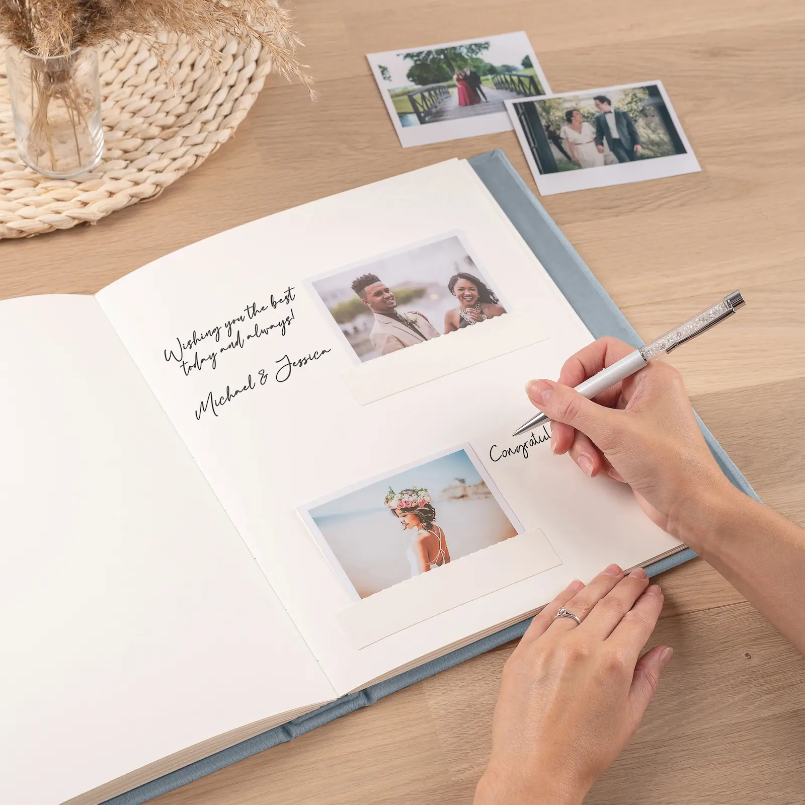 Eco Leather Wedding Guest Book Vertical - Image 4