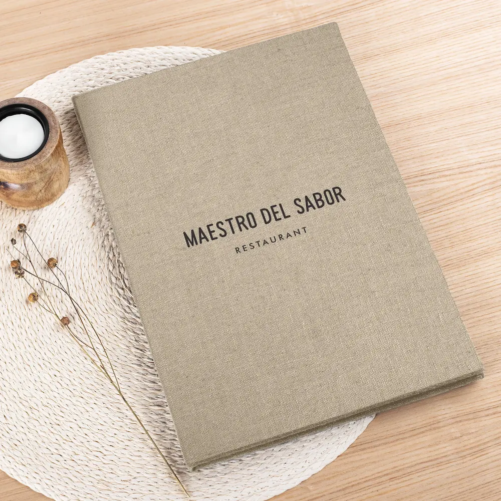 Linen Menu Book with Elastic Band - Image 5