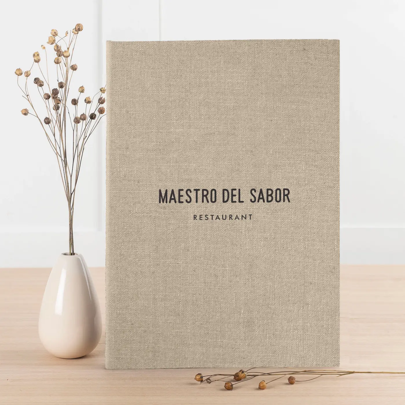 Linen Menu Book with Elastic Band - Image 4