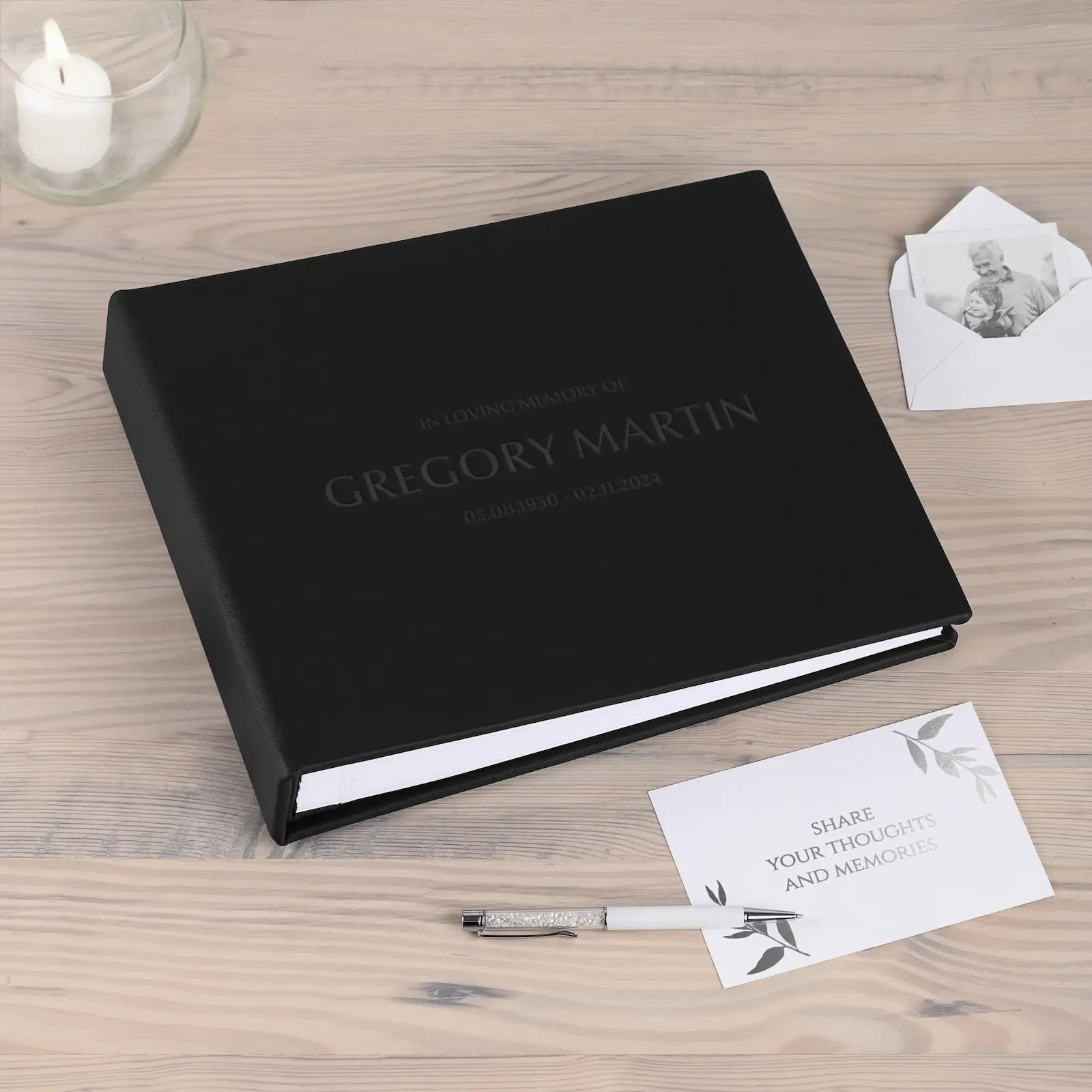 Leather Memorial Condolence Book - Image 5