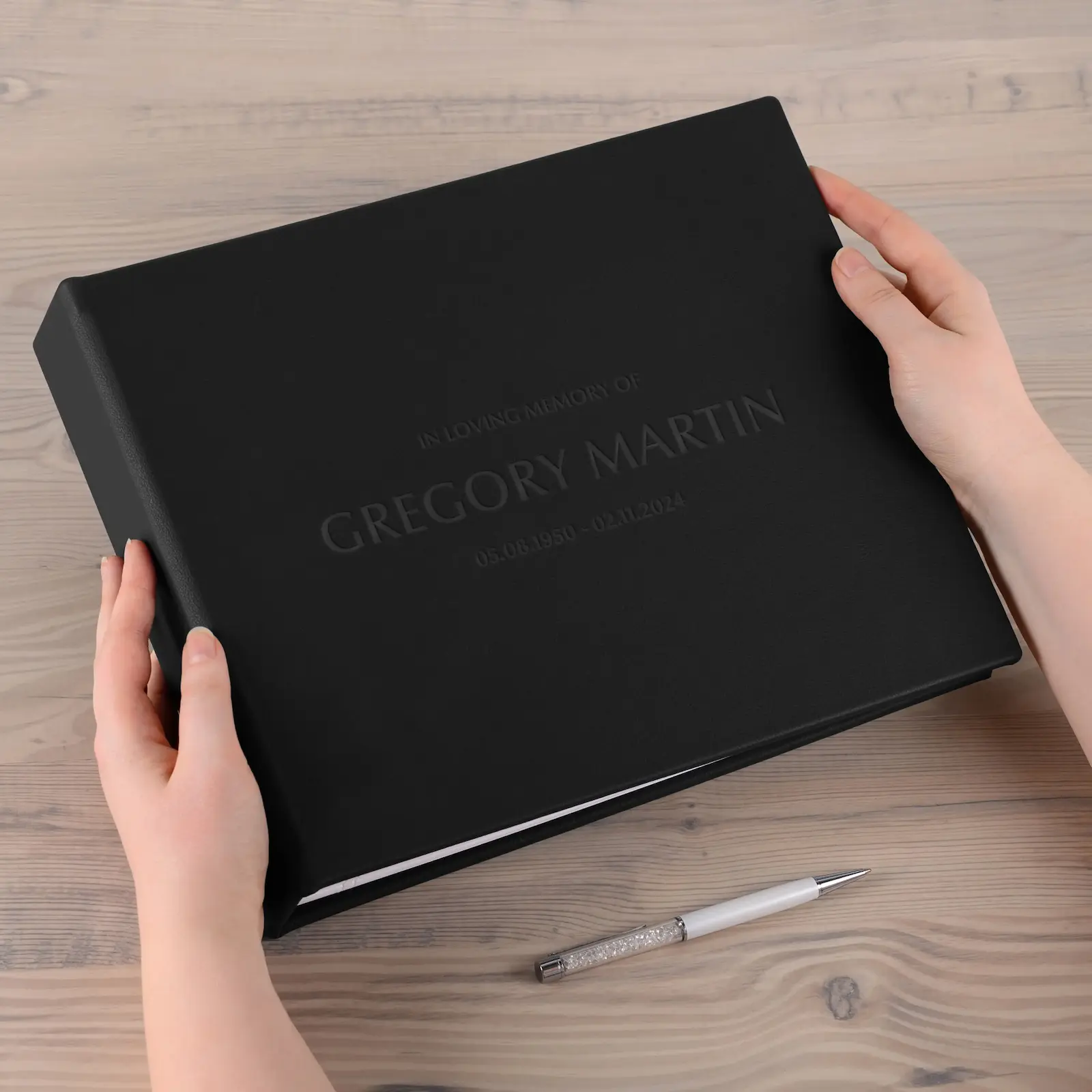Leather Memorial Condolence Book - Image 4