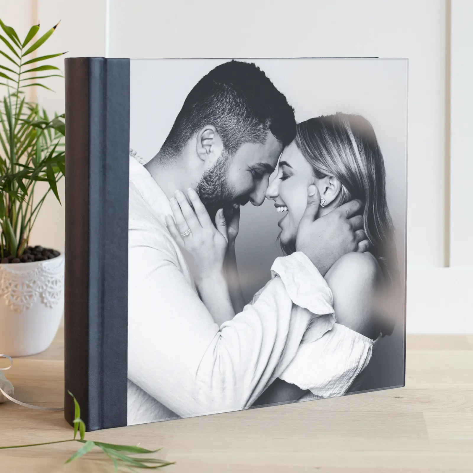 Eco Leather Lay Flat Photo Album, Glass Cover