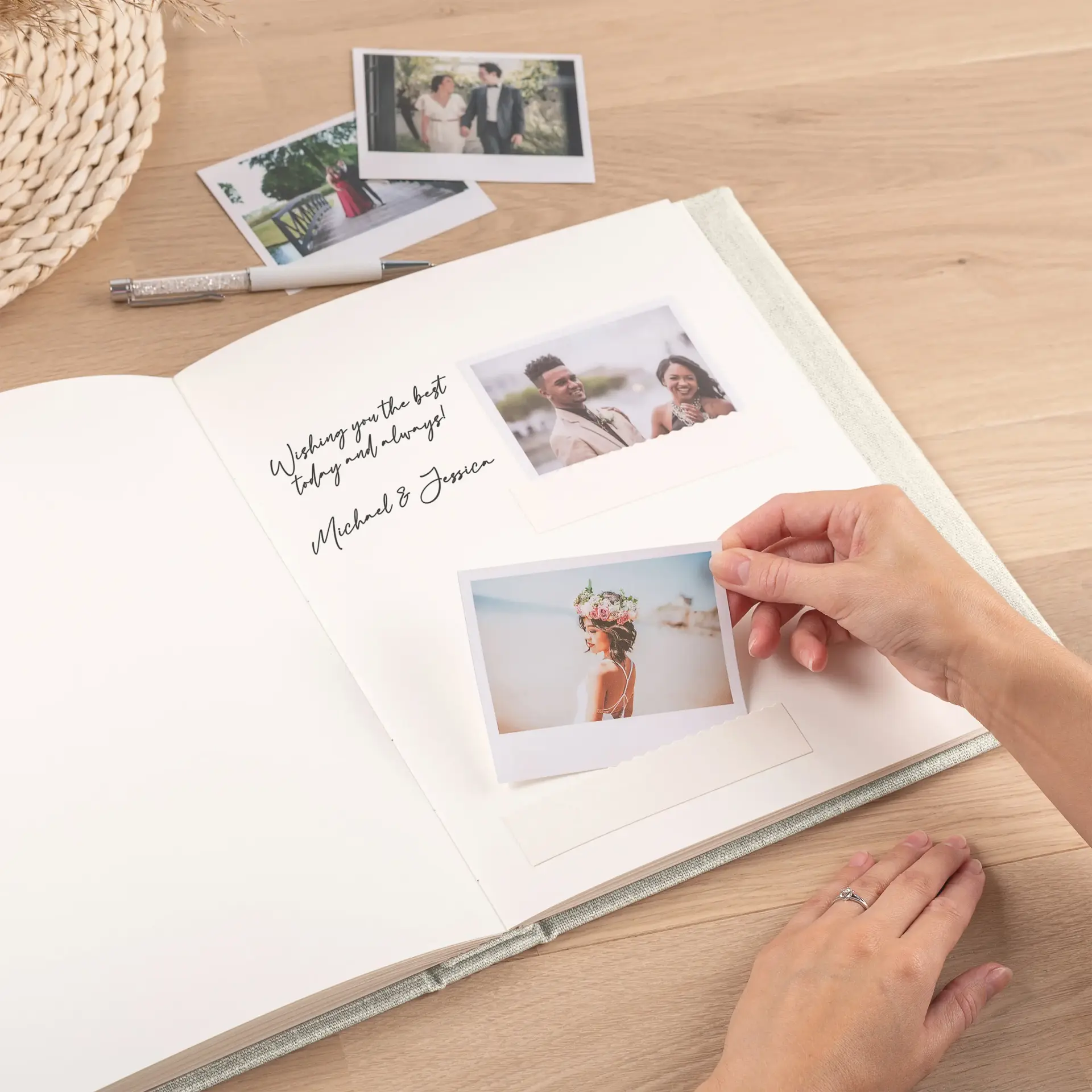 Linen Wedding Guest Book Vertical W165 - Image 2