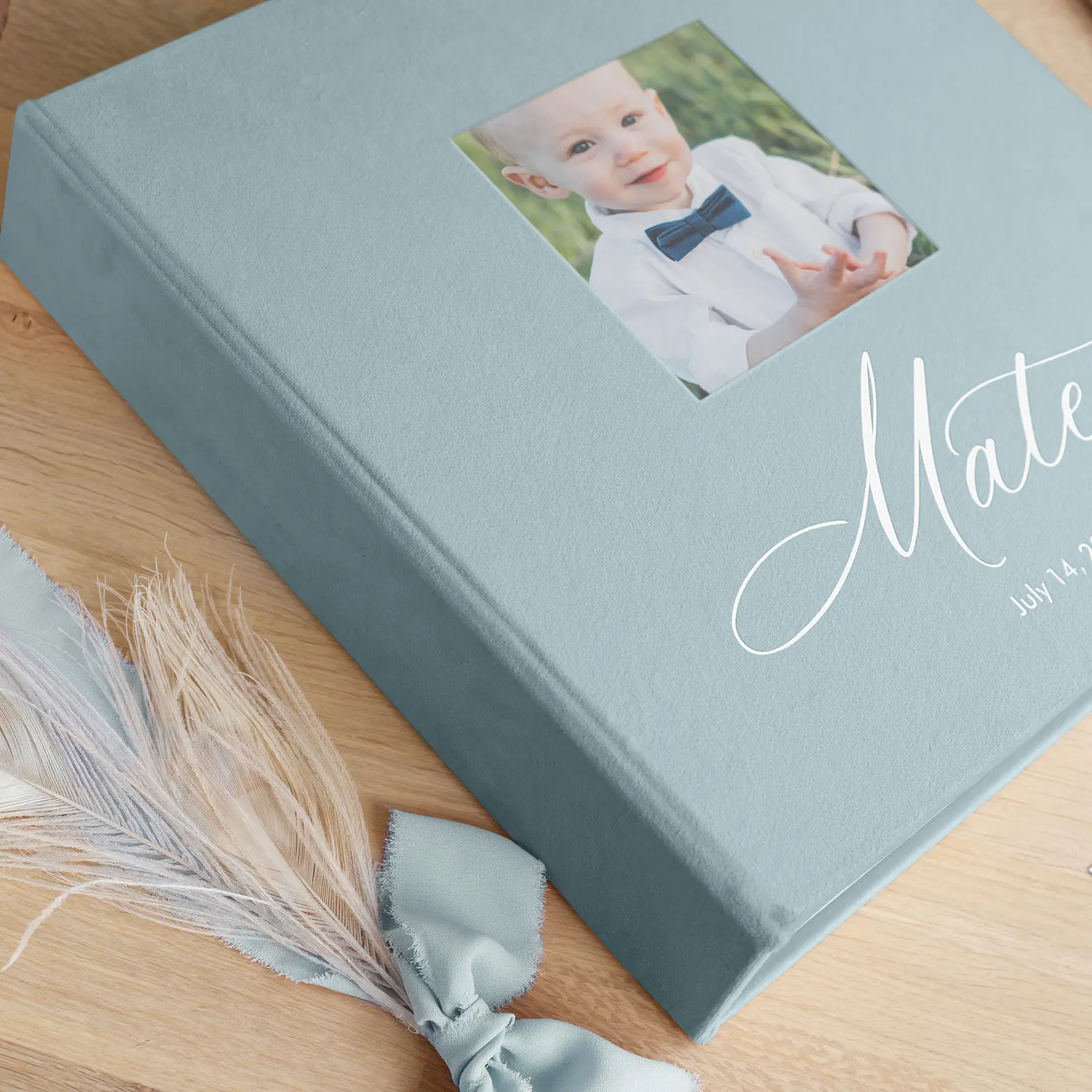 Velvet Slip In Baby Photo Album for 100-1000 4x6 Photos, Photo Window - Image 2