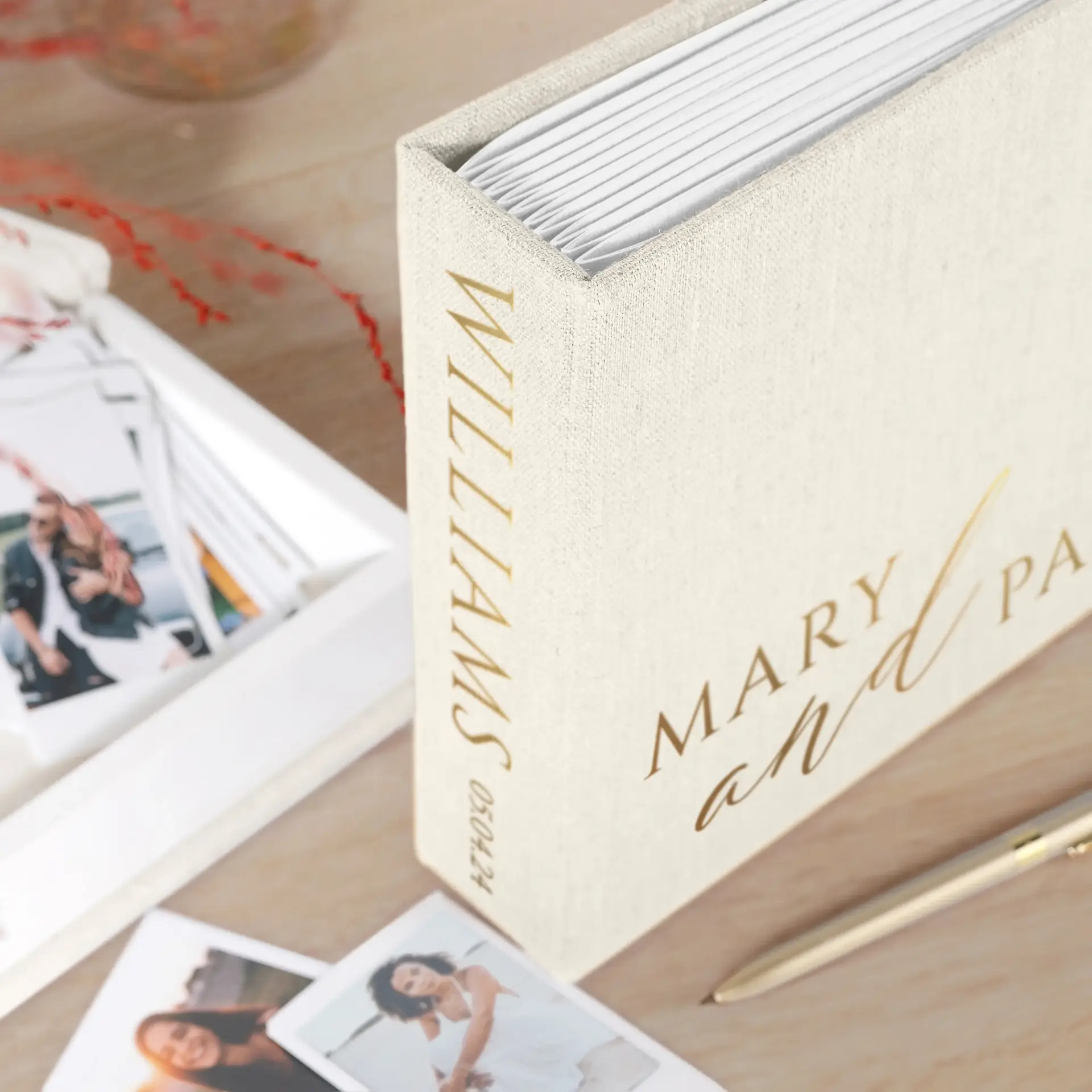 Linen Wedding Guest Book W194 - Image 4