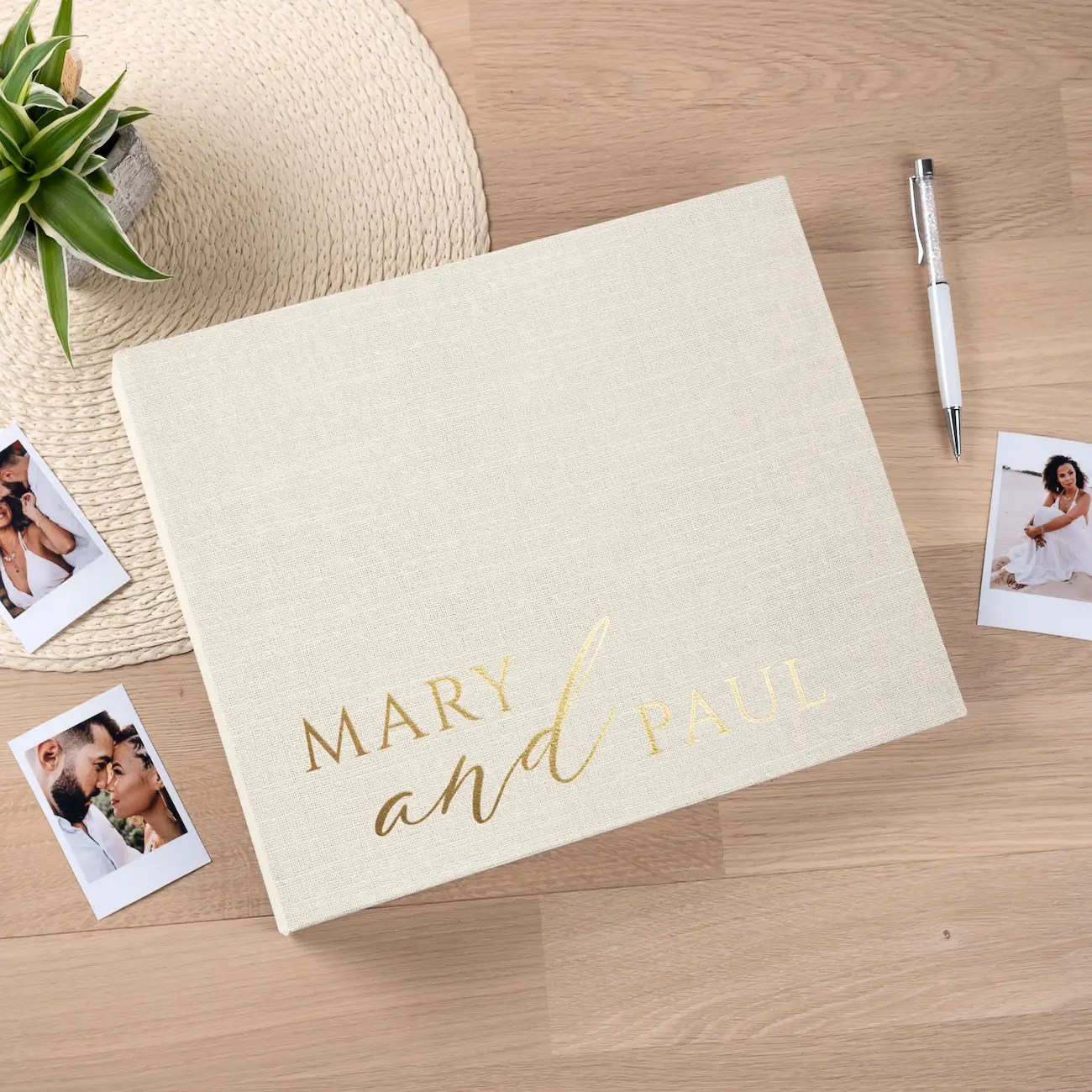 Linen Wedding Guest Book W194 - Image 3