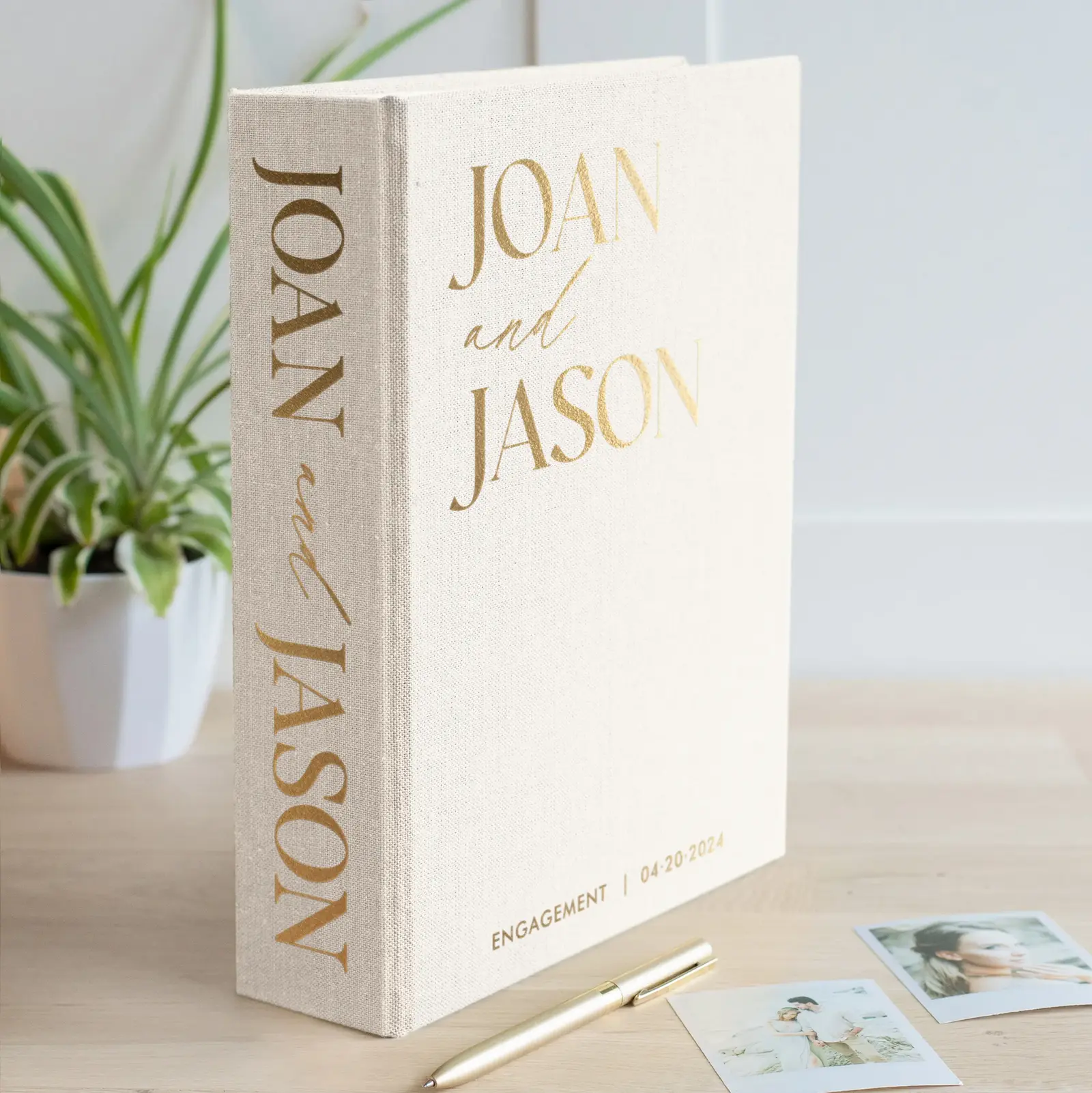 Linen Wedding Guest Book Vertical W206 - Image 5