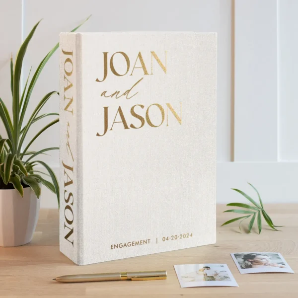 Linen Wedding Guest Book Vertical W206