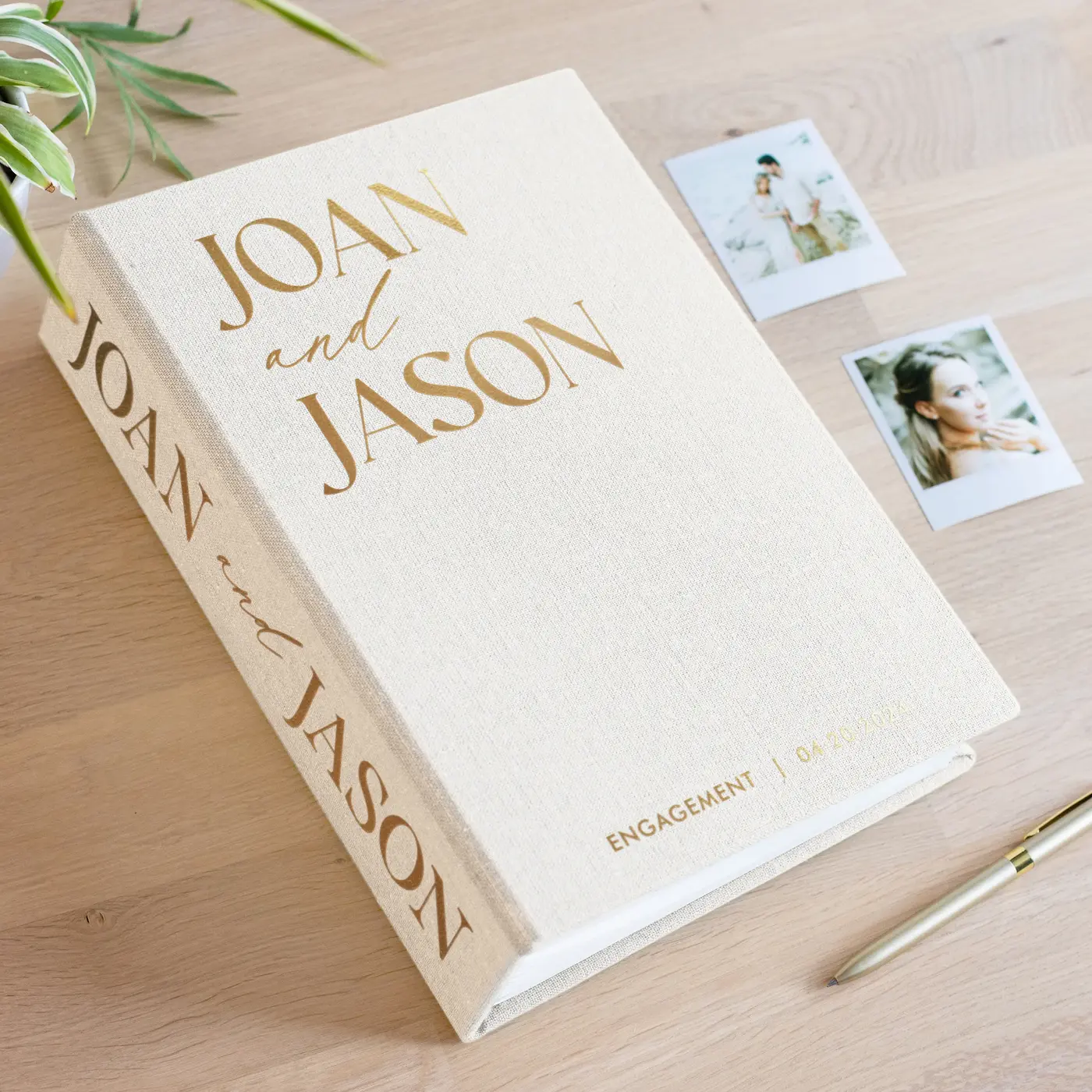 Linen Wedding Guest Book Vertical W206 - Image 4