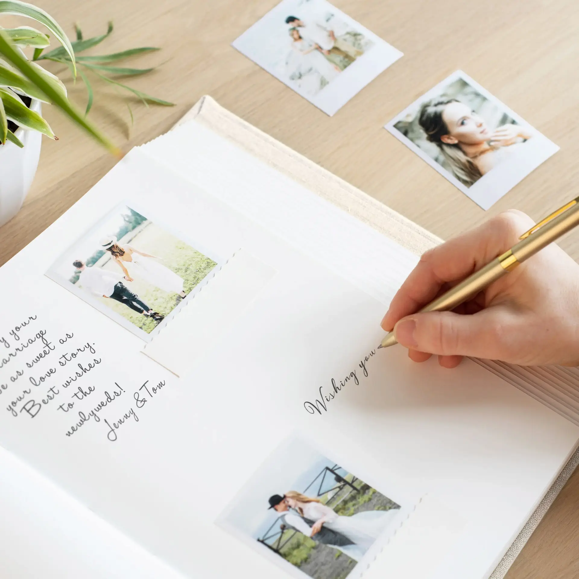 Linen Wedding Guest Book Vertical W206 - Image 3