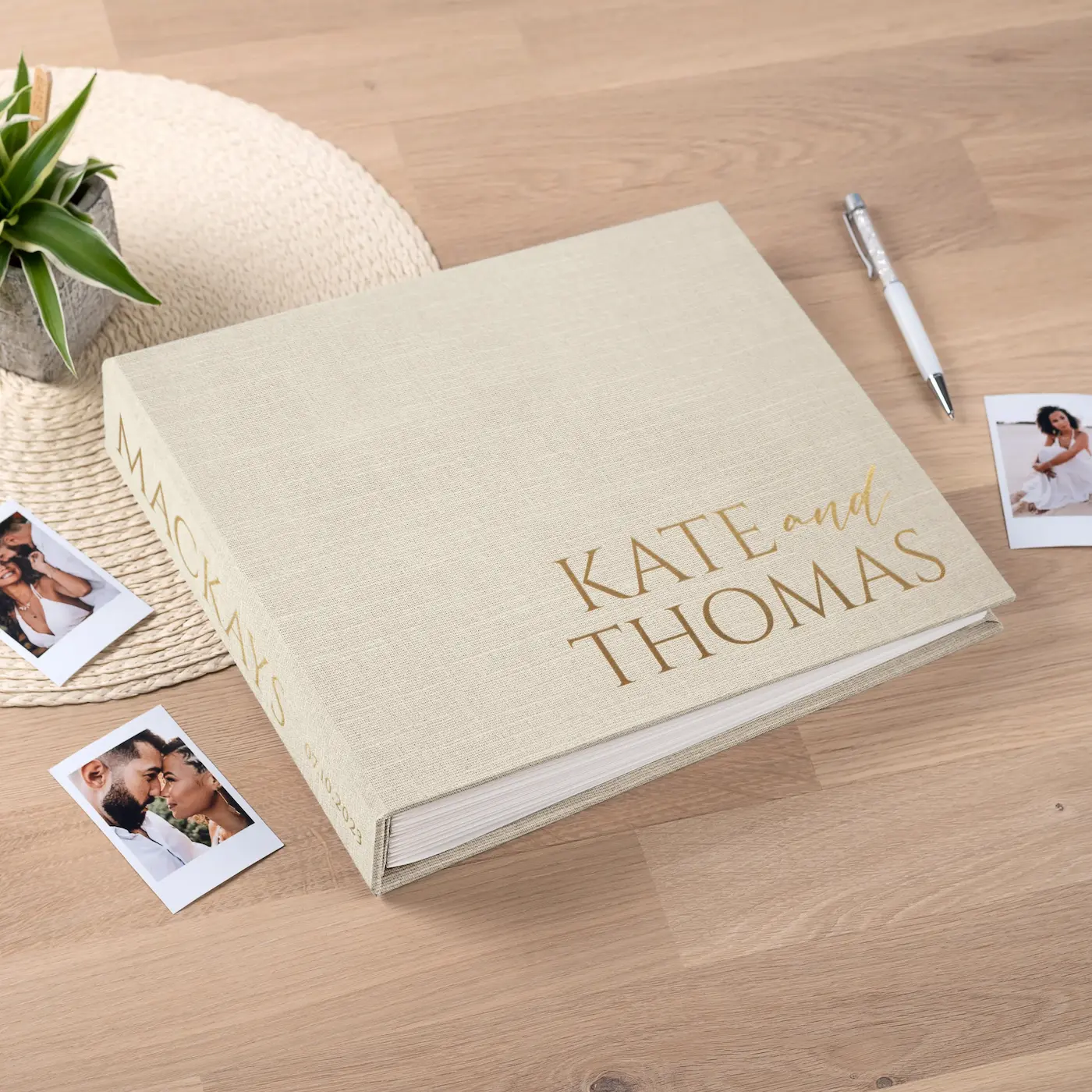 Linen Wedding Guest Book W155 - Image 5