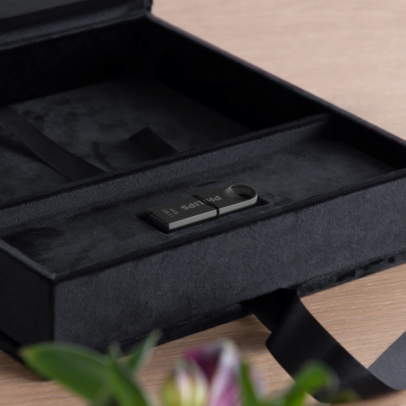 Velvet Folio Box with 20 Printed Photocards, Ribbon Closure - Image 3