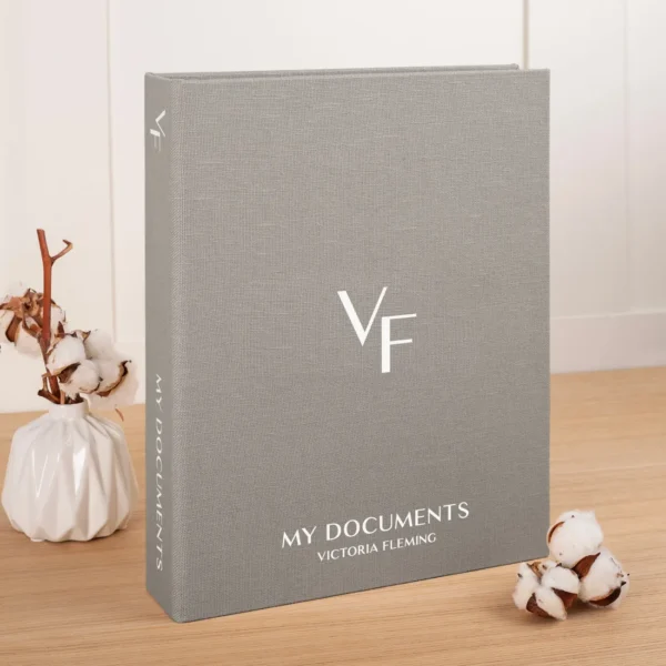 Linen Family Document Folder with Sleeves