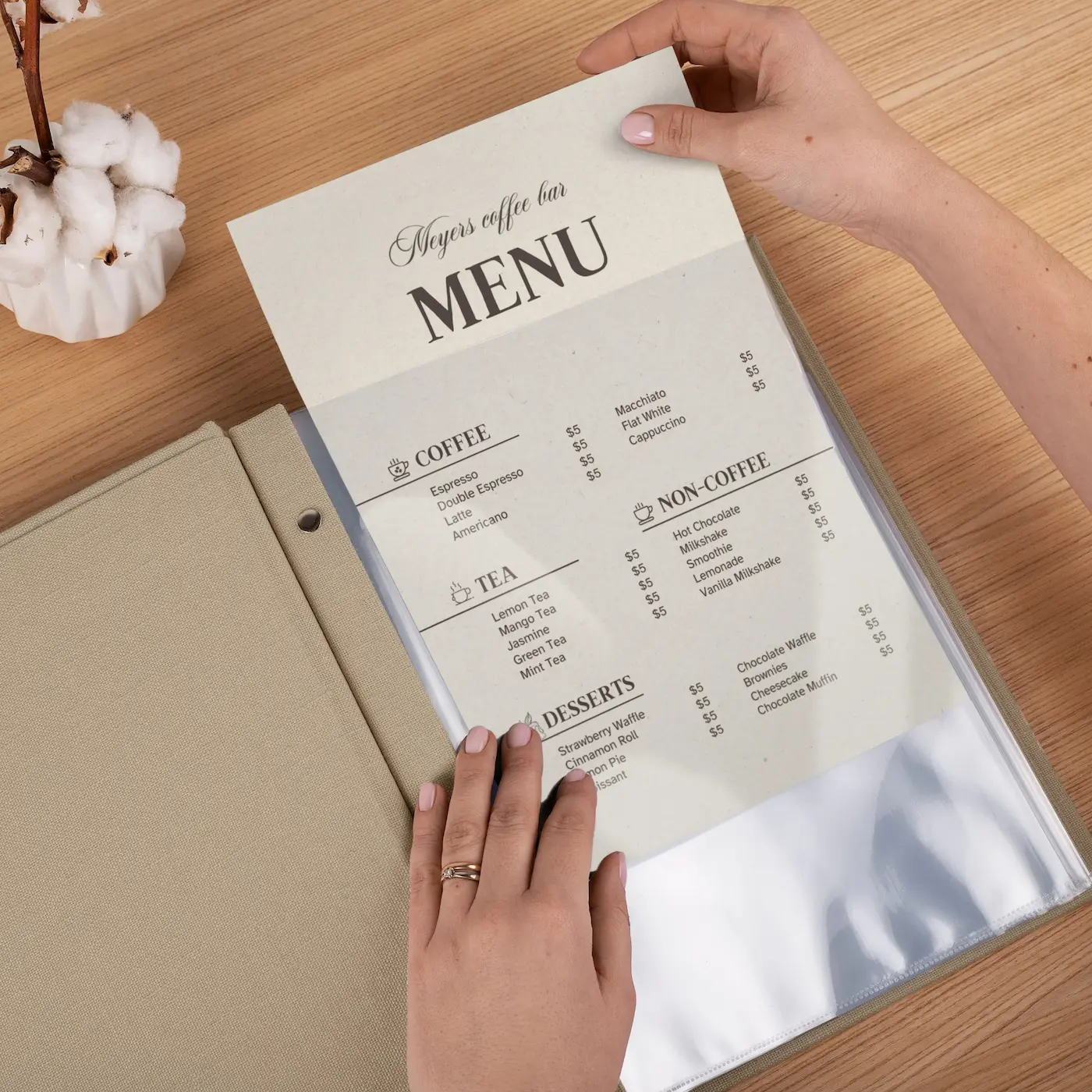 Linen Menu Book With Sleeves - Image 3