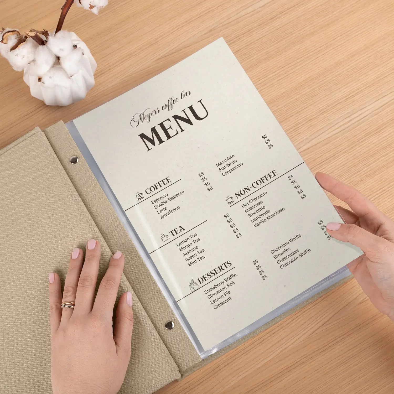 Linen Menu Book With Sleeves - Image 2
