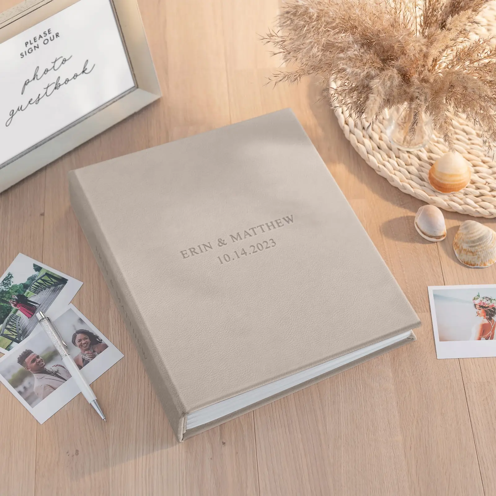 Leather Wedding Guest Book Vertical