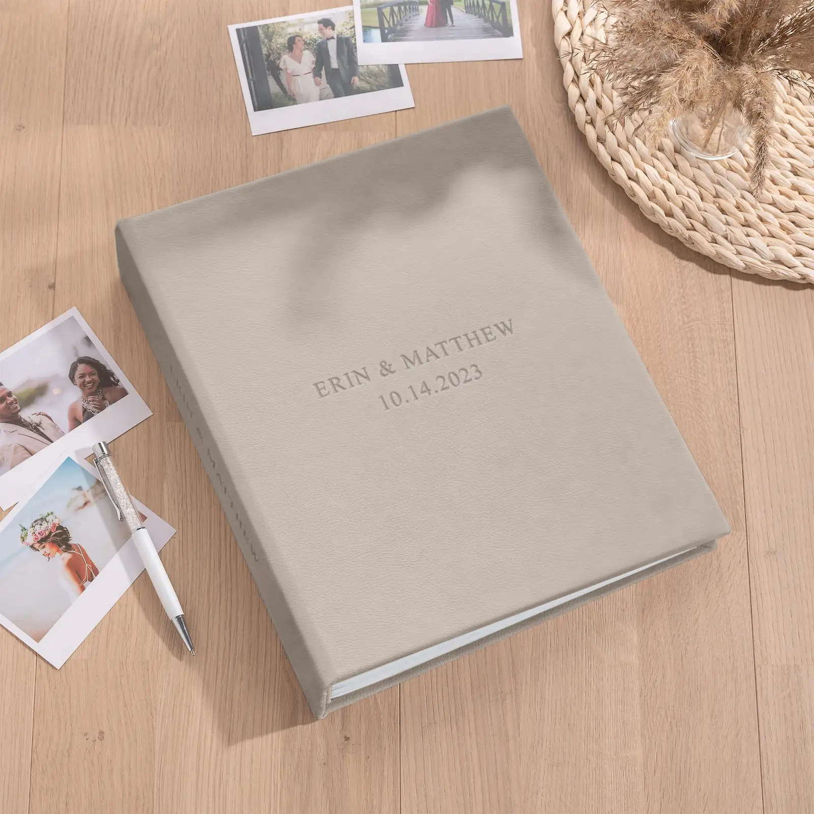 Leather Wedding Guest Book Vertical - Image 5