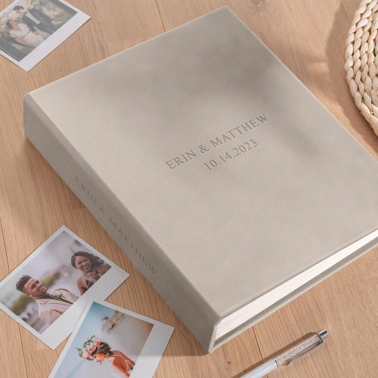 Leather Wedding Guest Book Vertical - Image 4