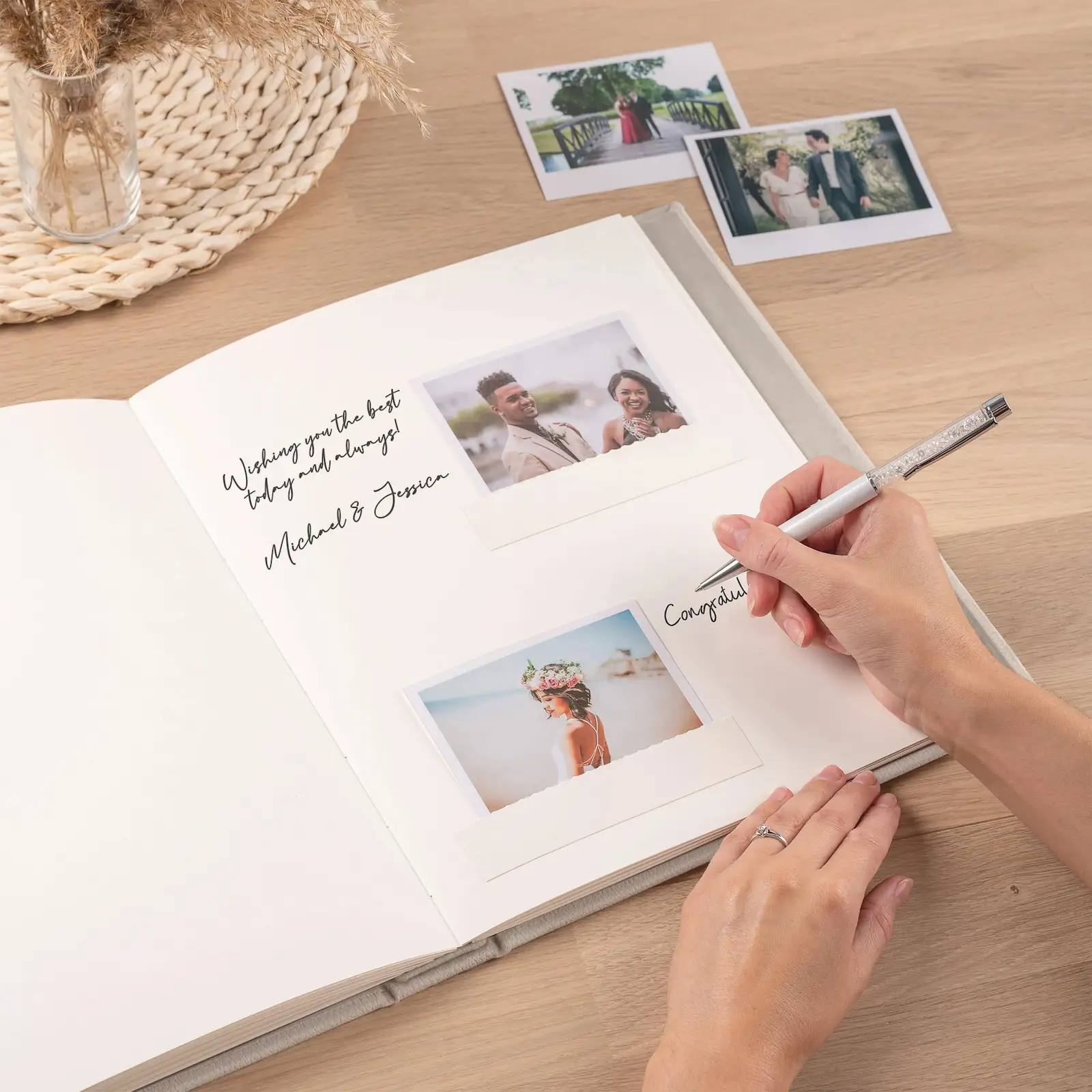 Leather Wedding Guest Book Vertical - Image 3