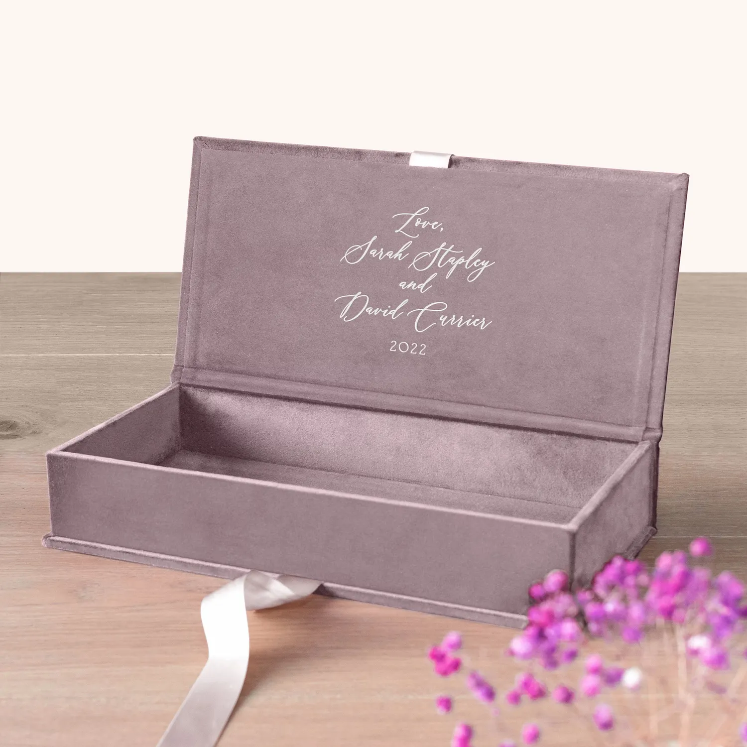 Velvet Baby Keepsake Box Ribbon Closure, Design B67 - Image 3