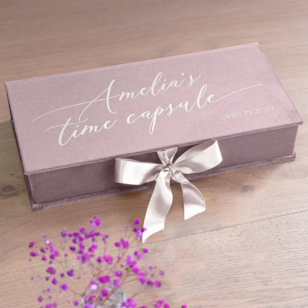 Velvet Baby Keepsake Box Ribbon Closure, Design B67