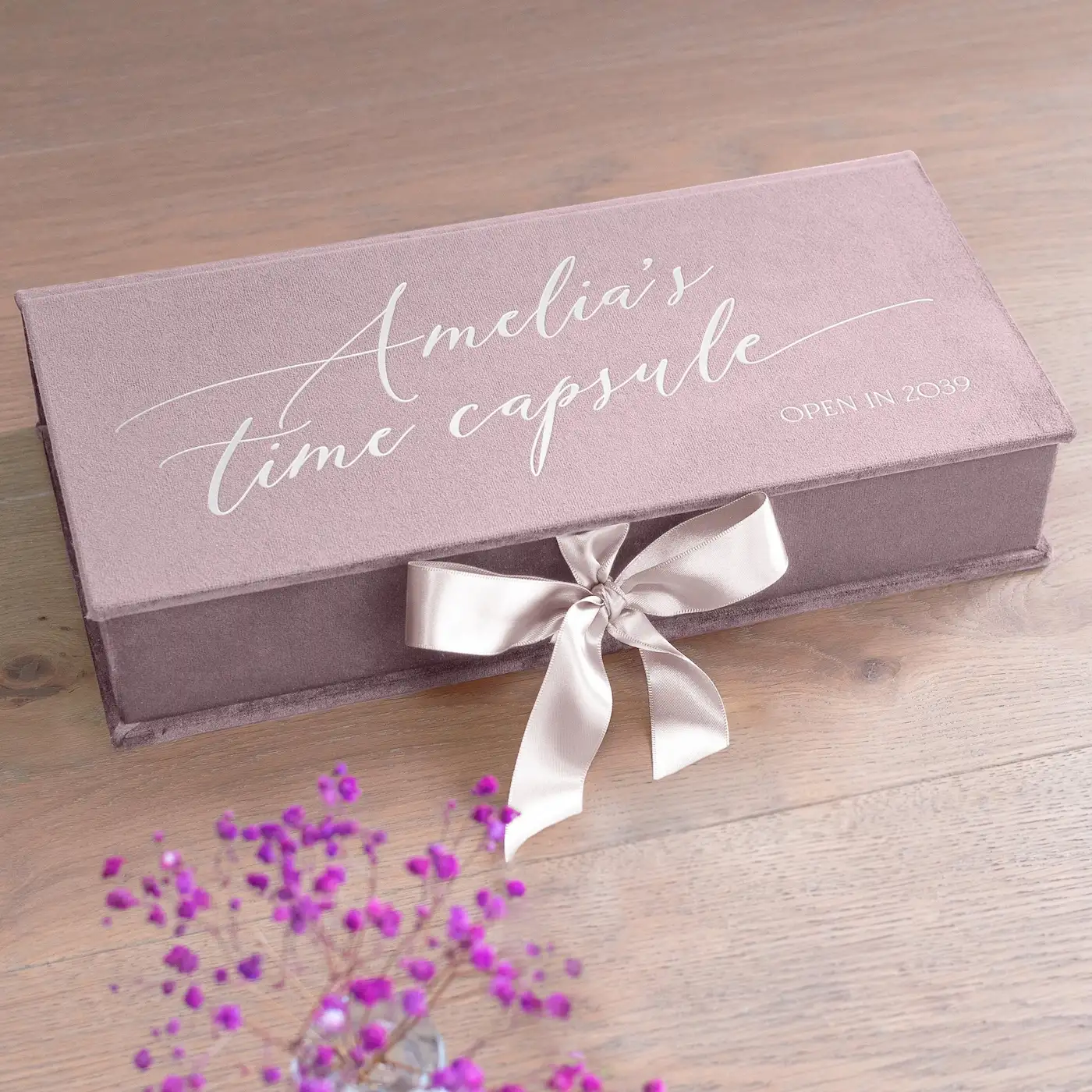 Velvet Baby Keepsake Box Ribbon Closure, Design B67