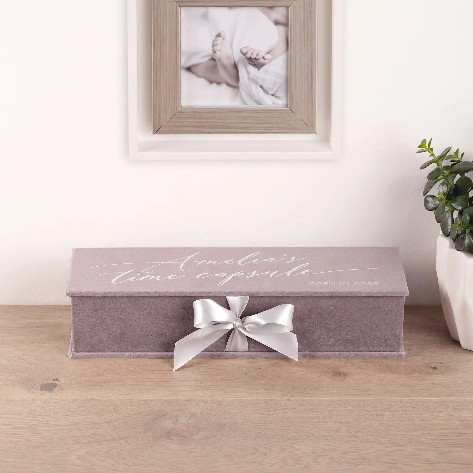 Velvet Baby Keepsake Box Ribbon Closure, Design B67 - Image 2