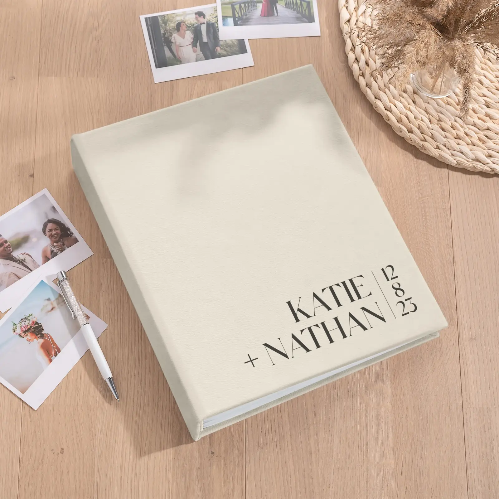 Eco Leather Wedding Guest Book UV Vertical - Image 3