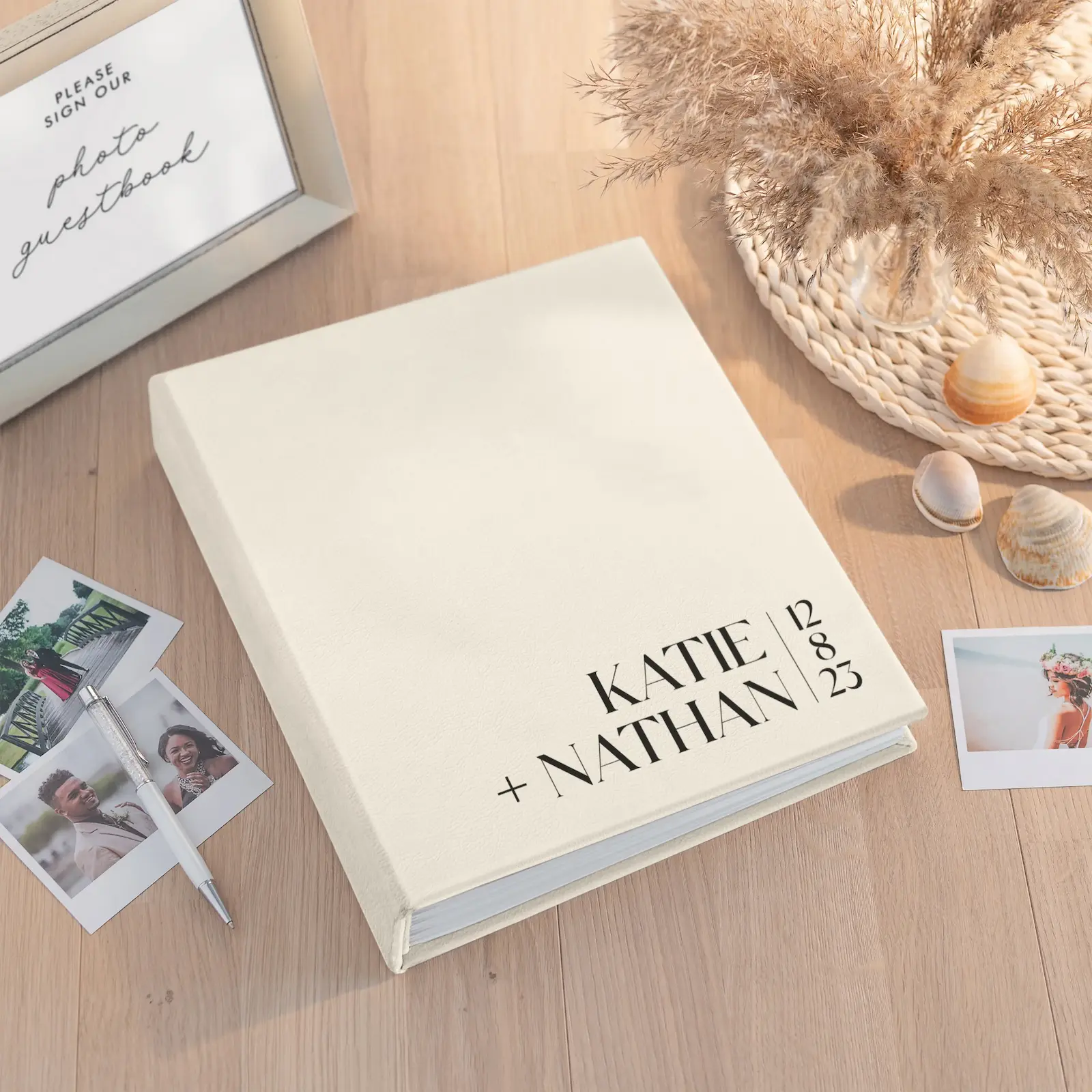 Eco Leather Wedding Guest Book UV Vertical - Image 2