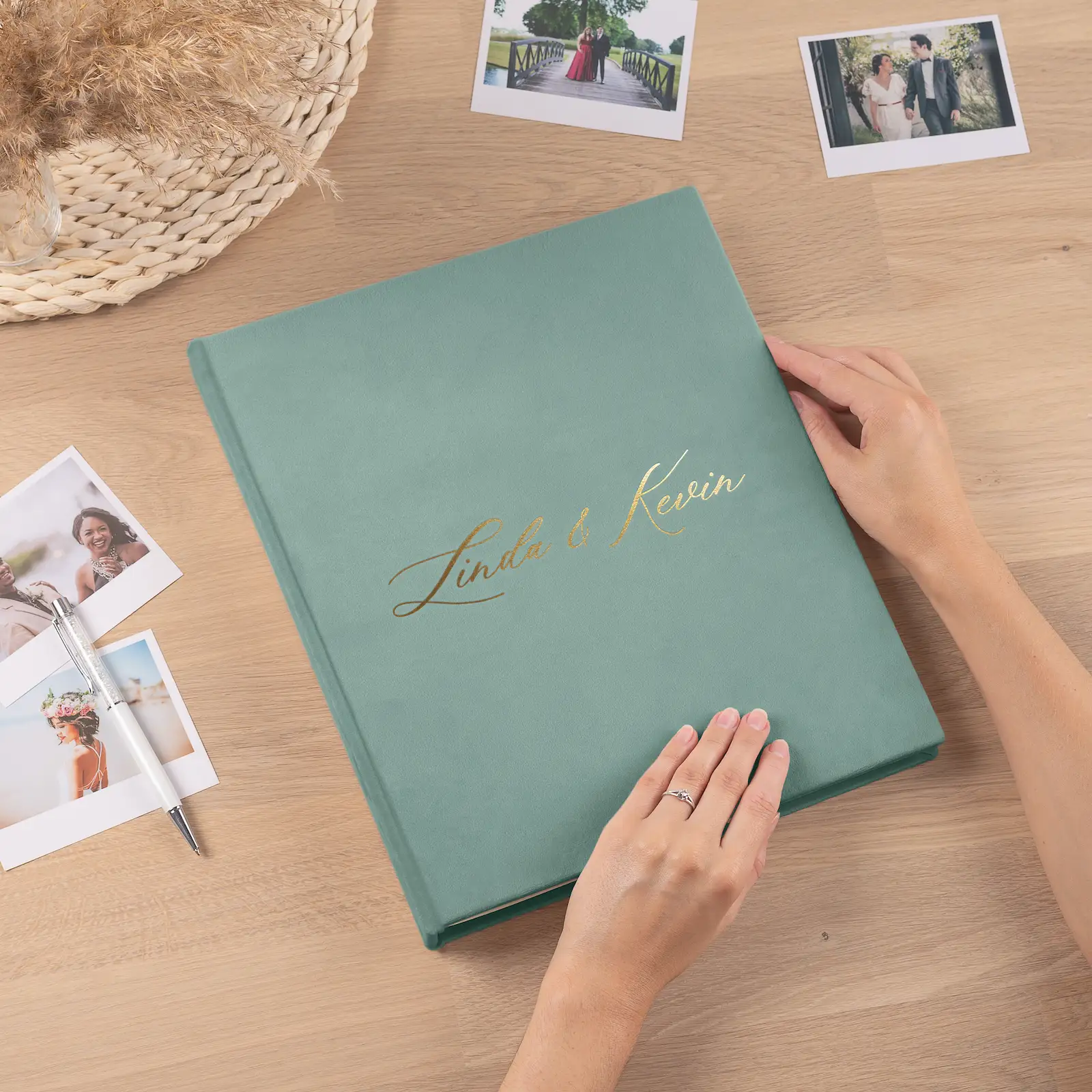 Velvet Wedding Guest Book Vertical - Image 5